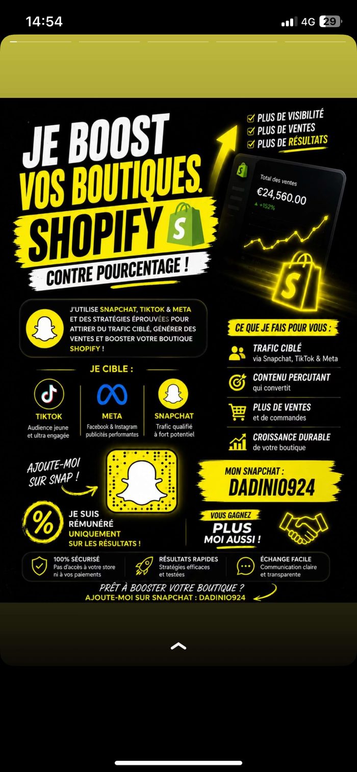 Flyer promotionnel pour un service de publicité et croissance Shopify